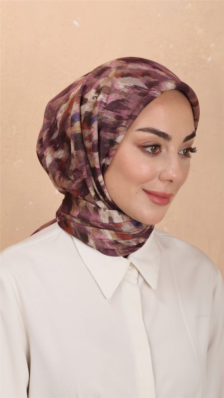 Lo'cella Pamuklu Soft Eşarp 4564-2 Mürdüm 