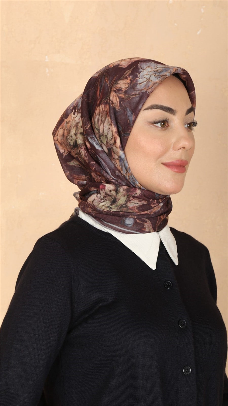 Lo'cella Pamuklu Soft Eşarp 4566-10 Kızıl Kahve