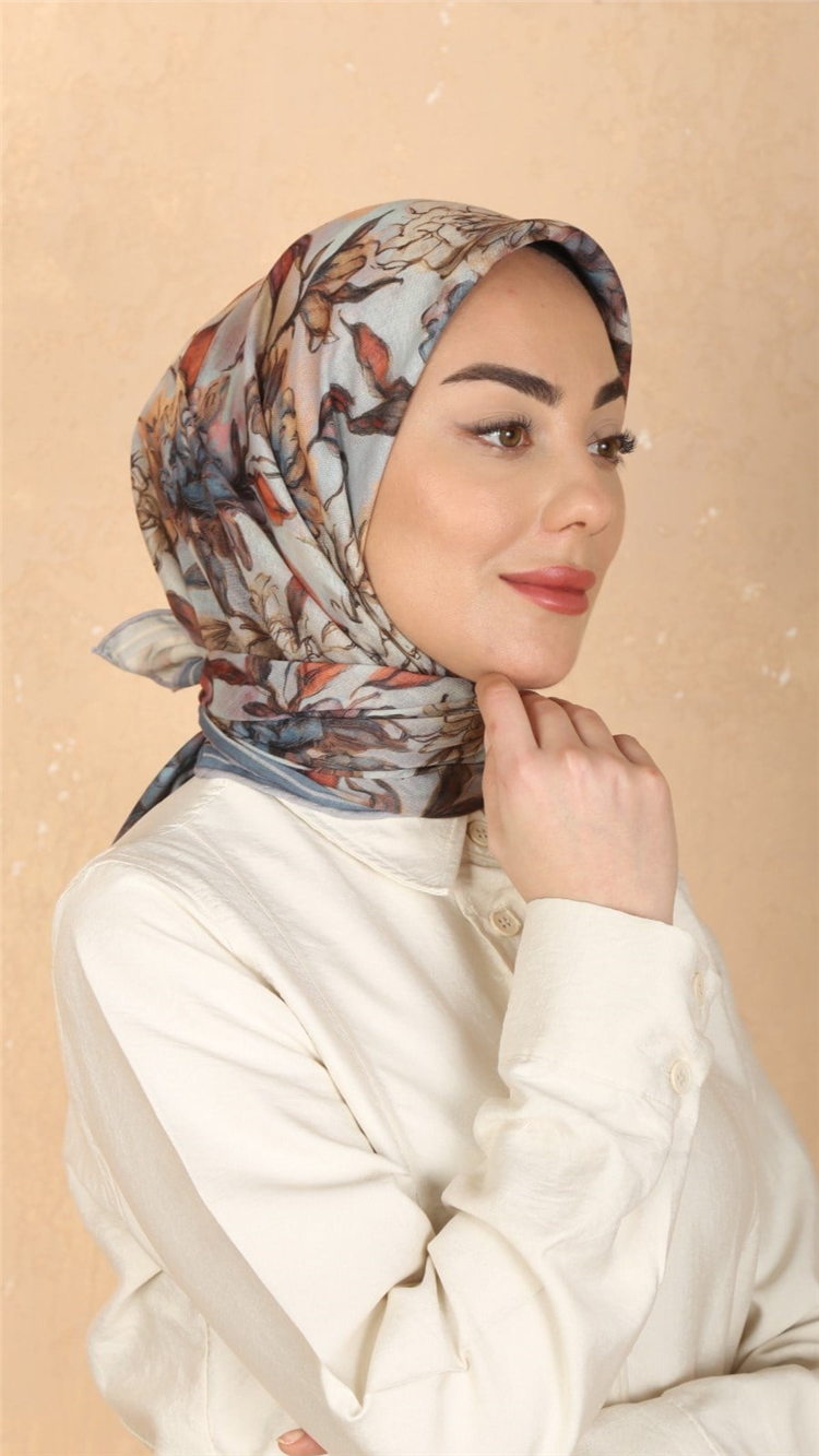 Lo'cella Pamuklu Soft Eşarp 4566-2 Mavi