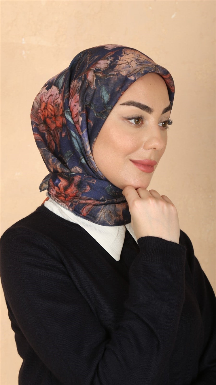 Lo'cella Pamuklu Soft Eşarp 4566-9 Lacivert 