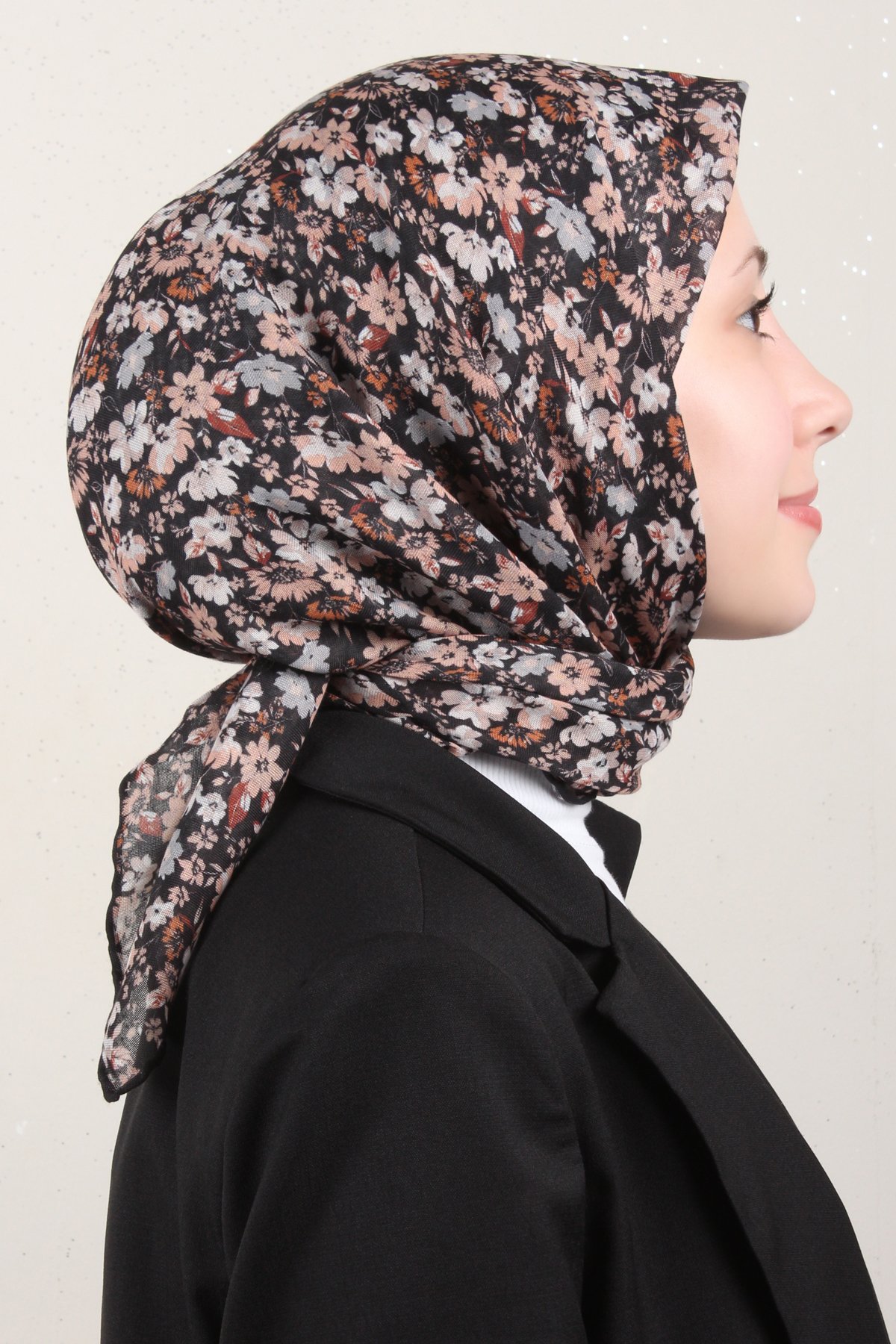 Lop'Res Pamuklu Soft Eşarp 4151-2 Siyah-Bej