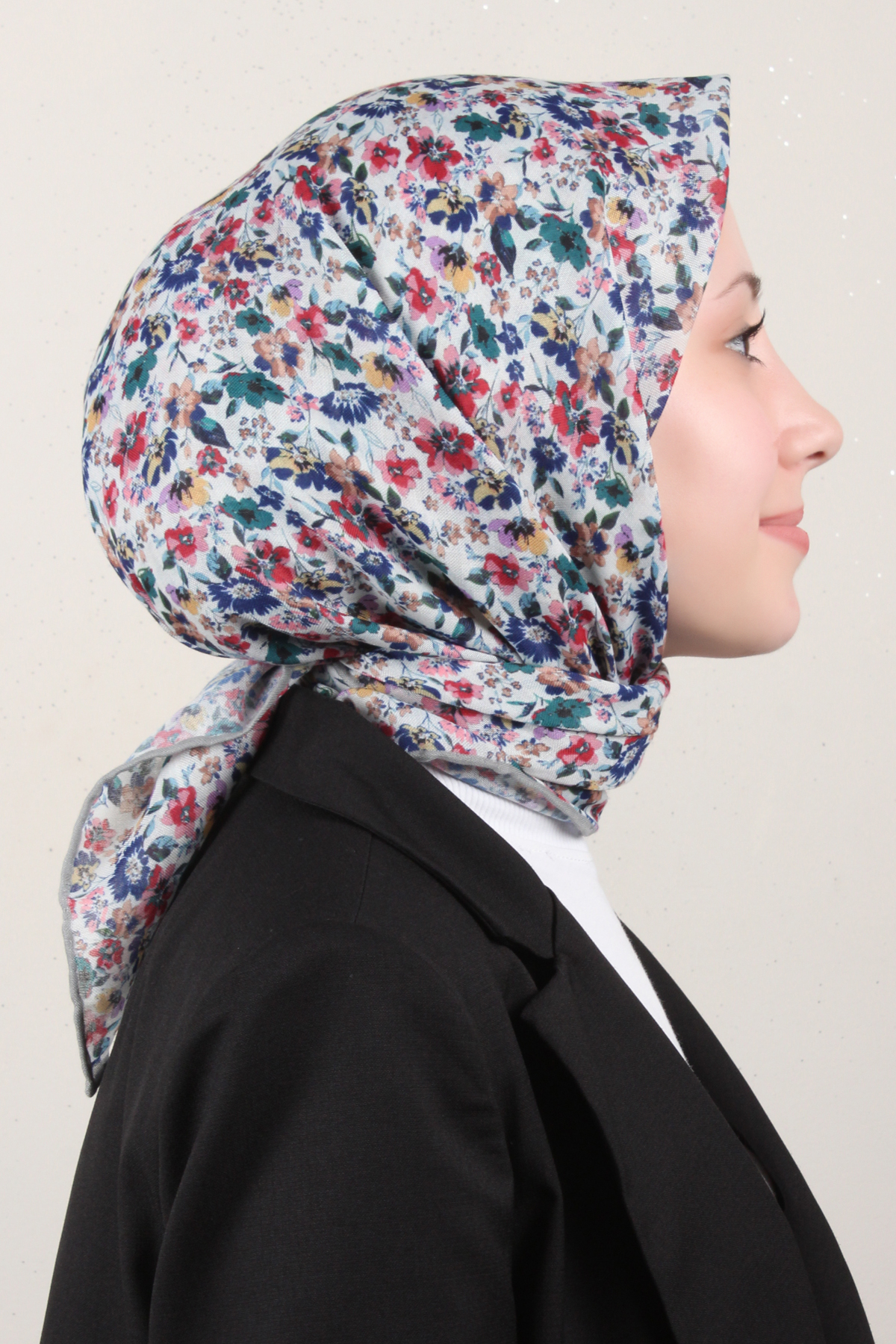 Lop'Res Pamuklu Soft Eşarp 4151-7 Beyaz-Taş