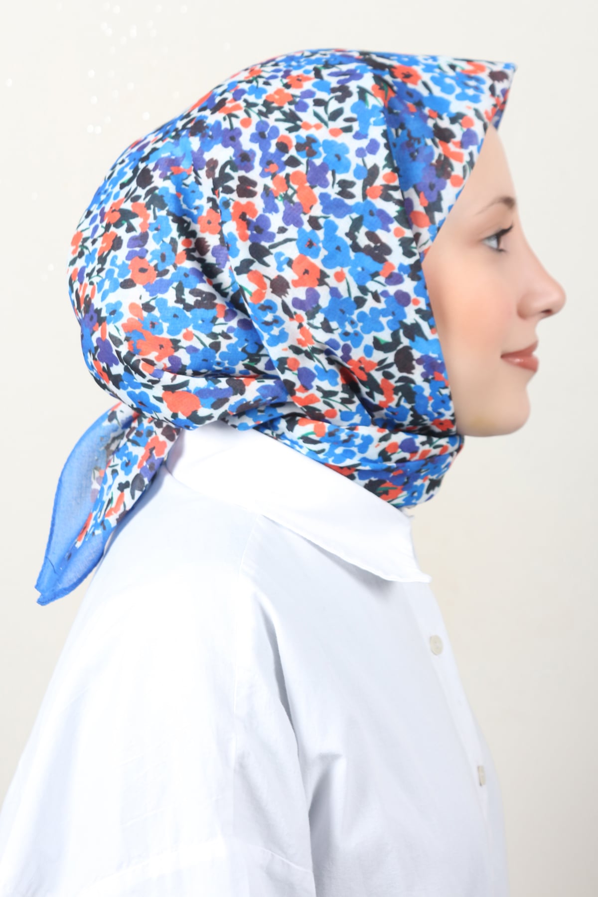 Lux Soft Pamuklu Eşarp 4040-193 Saks 