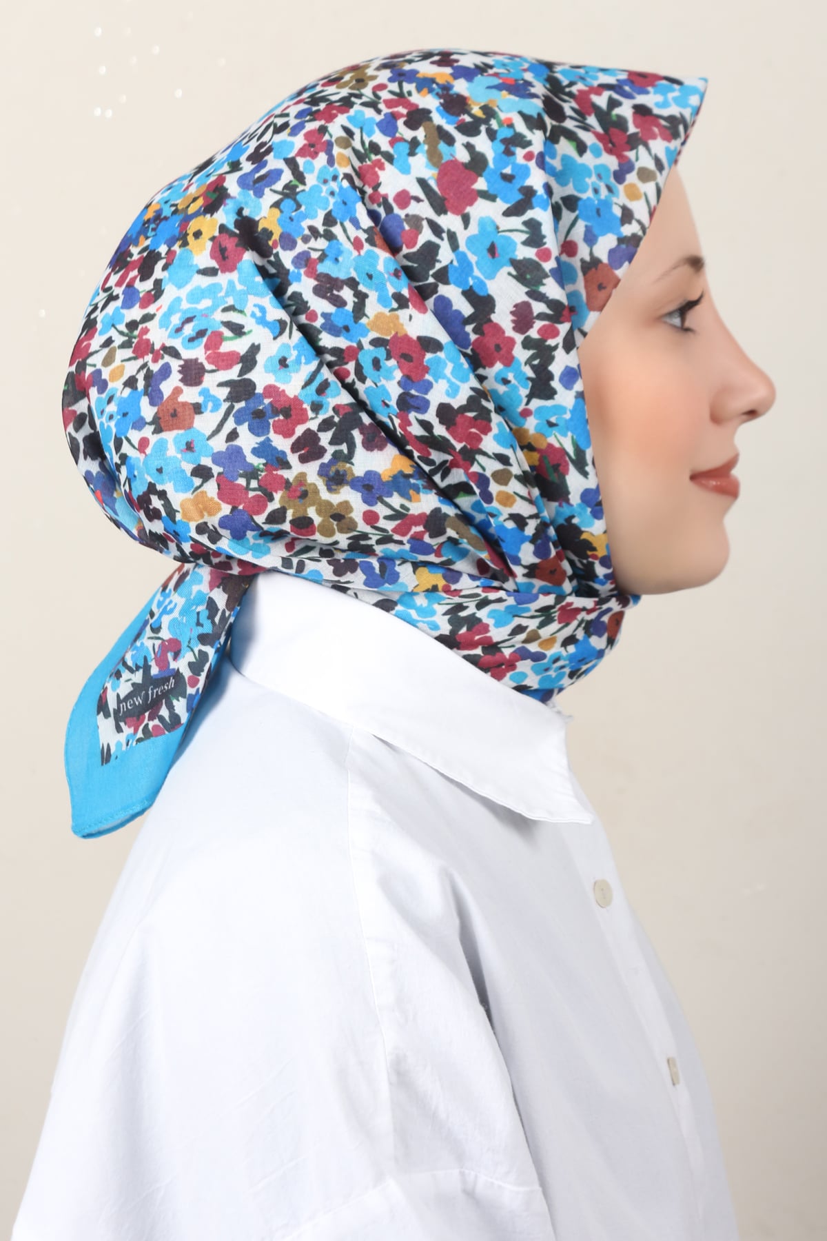 Lux Soft Pamuklu Eşarp 4040-197 Mavi 