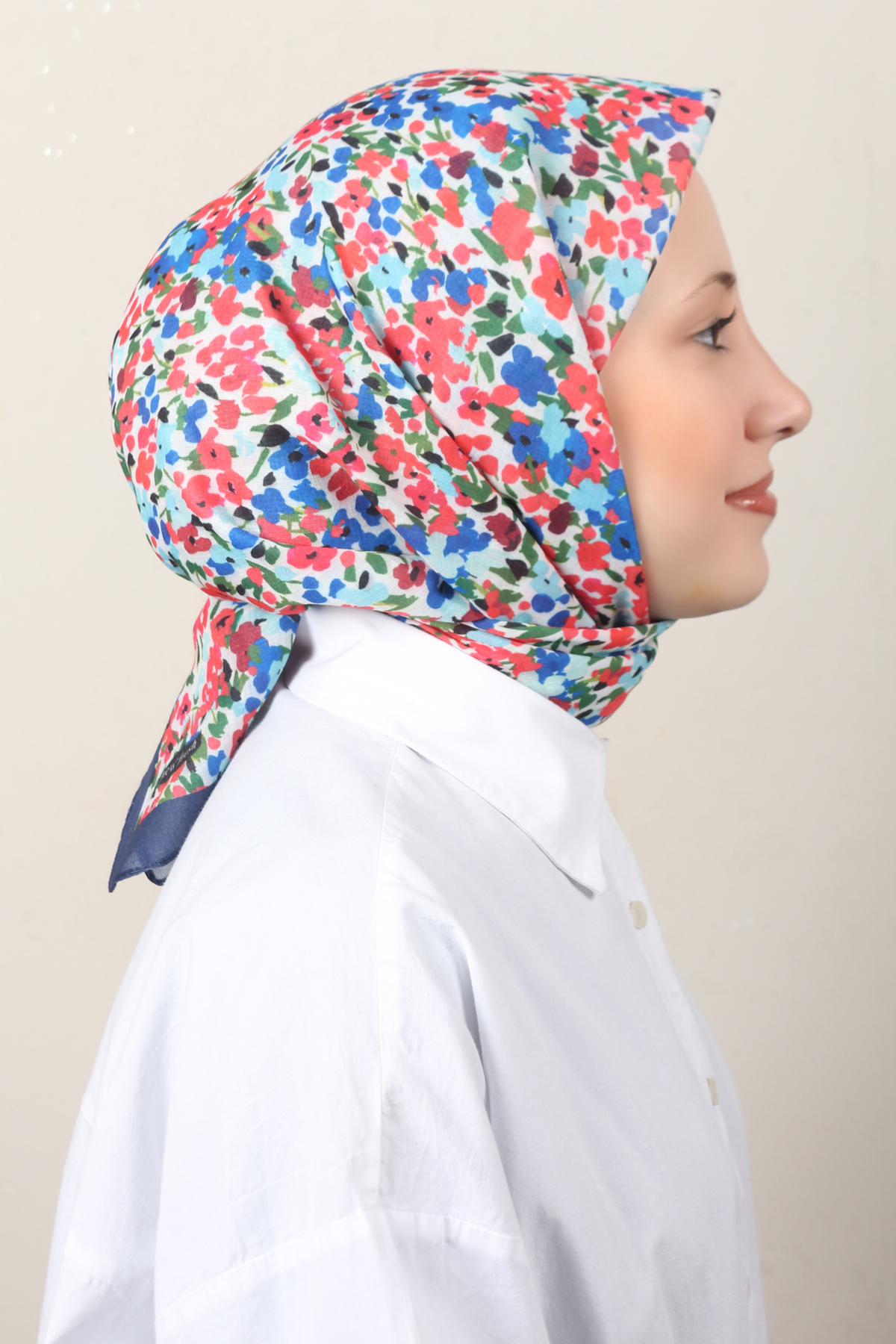 Lux Soft Pamuklu Eşarp 4040-199 Lacivert 