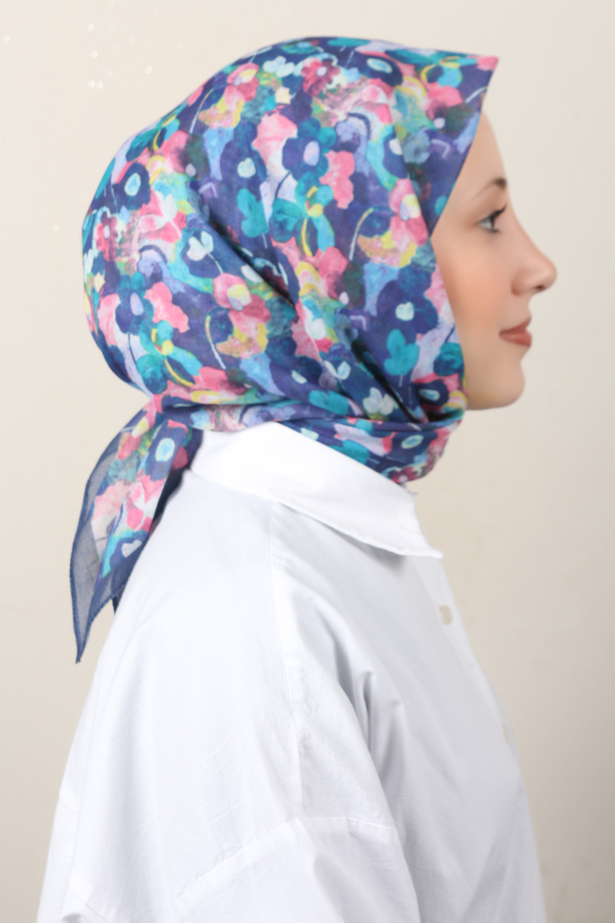 Lux Soft Pamuklu Eşarp 4040-234 Lacivert 