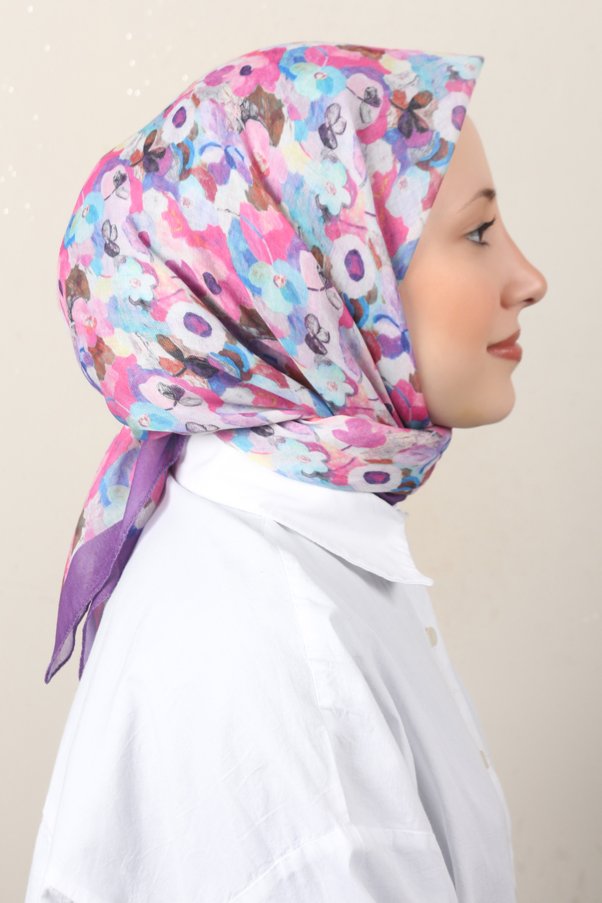 Lux Soft Pamuklu Eşarp 4040-247 Mor 