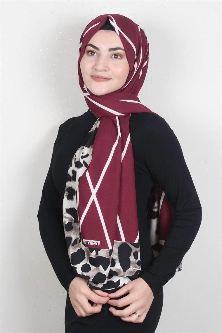 Medine Desenli Şal 1802-12 Bordo