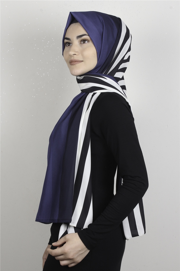 Medine Desenli Şal 1803-1 Mavi