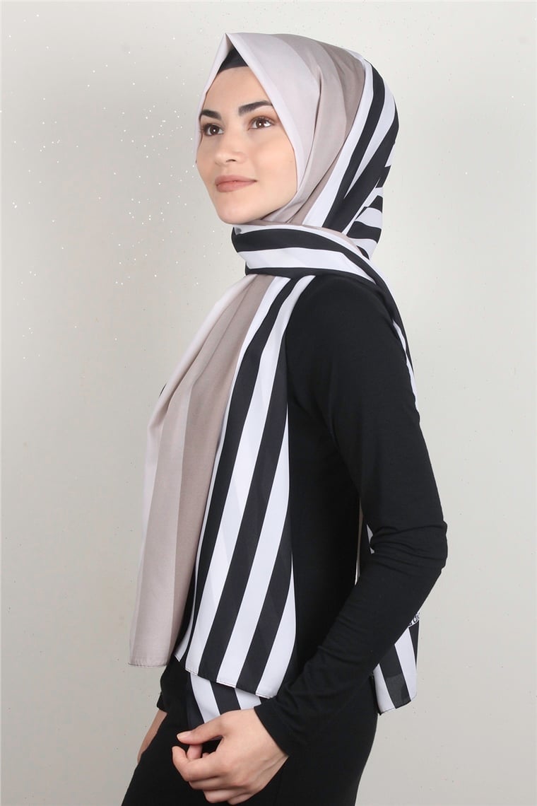 Medine Desenli Şal 1803-2 Vizon