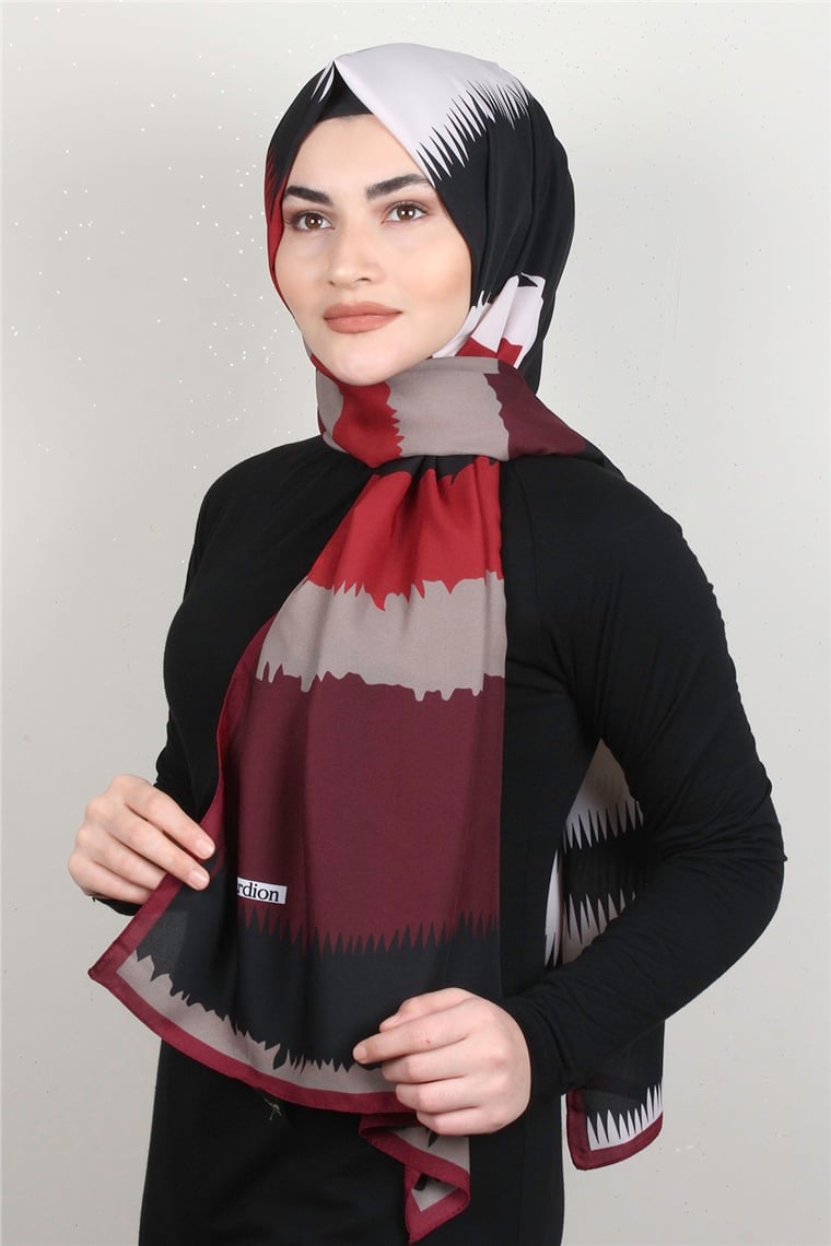 Medine Desenli Şal 1809-4 Kırmızı
