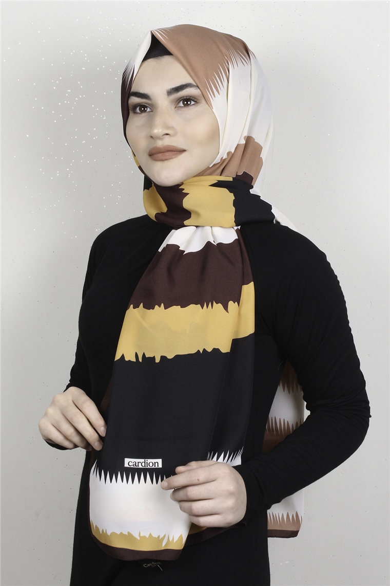 Medine Desenli Şal 1809-7 Bordo-Sarı