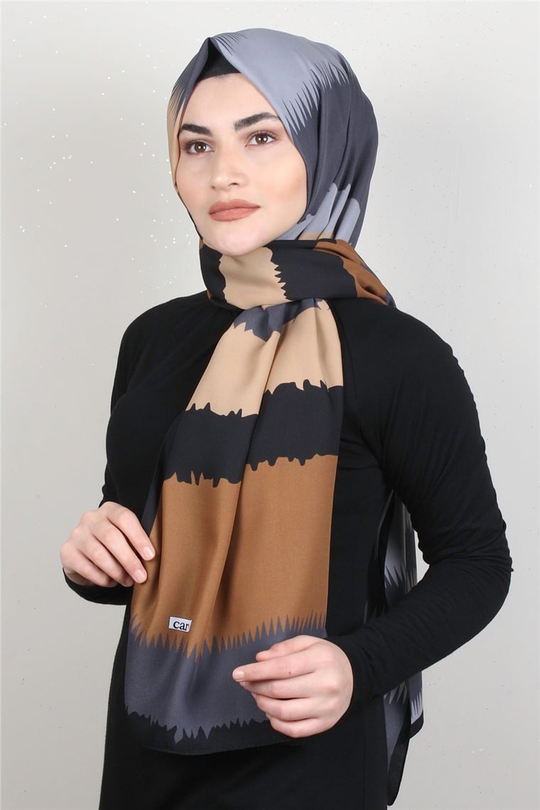 Medine Desenli Şal 1809-8 Füme