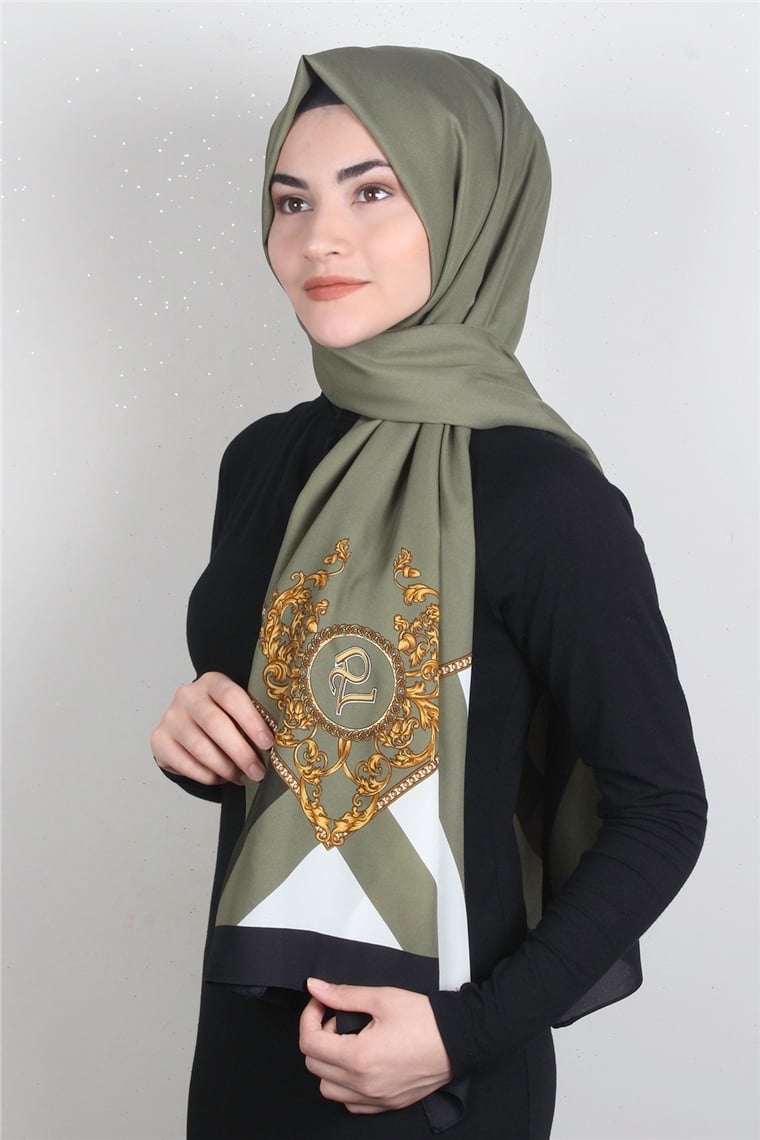 Medine Desenli Şal 1819-10 Haki