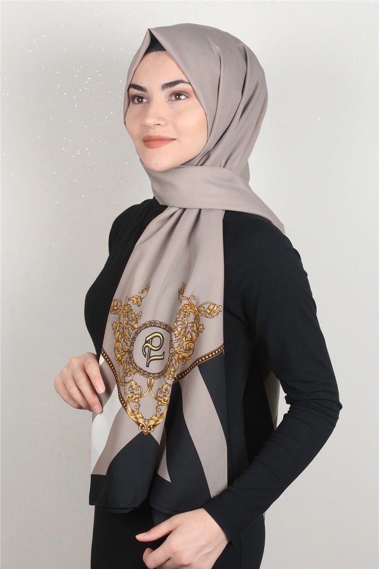 Medine Desenli Şal 1819-11 Vizon