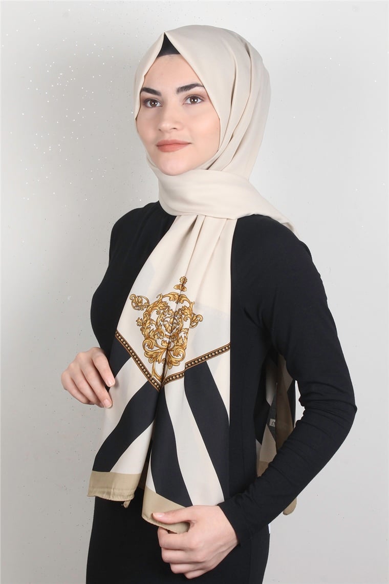 Medine Desenli Şal 1819-13 Kemik