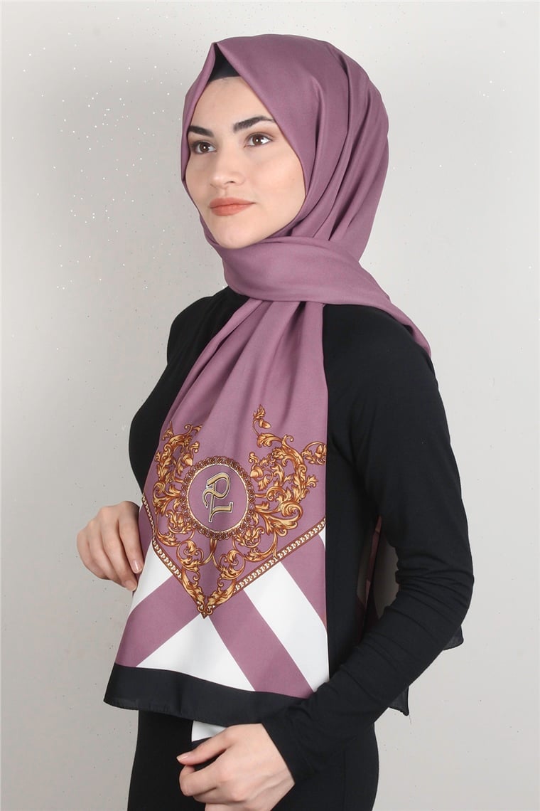 Medine Desenli Şal 1819-9 Gül Kurusu
