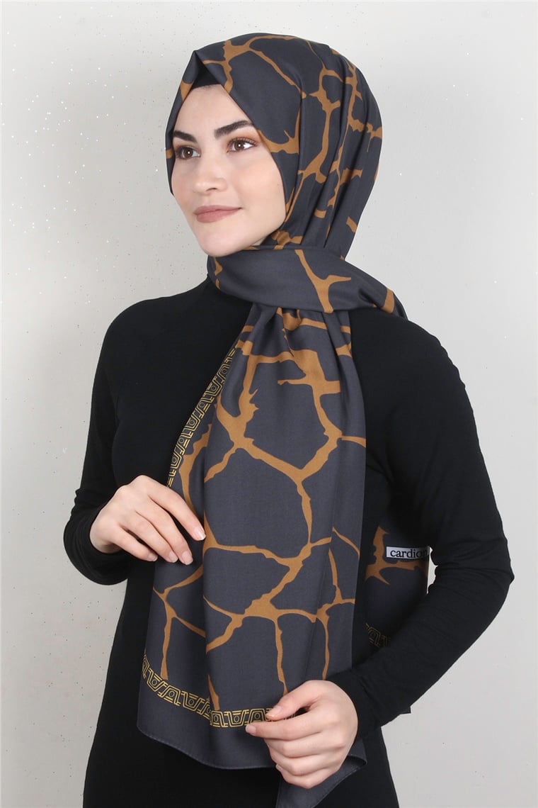 Medine Desenli Şal 1826-15 Füme
