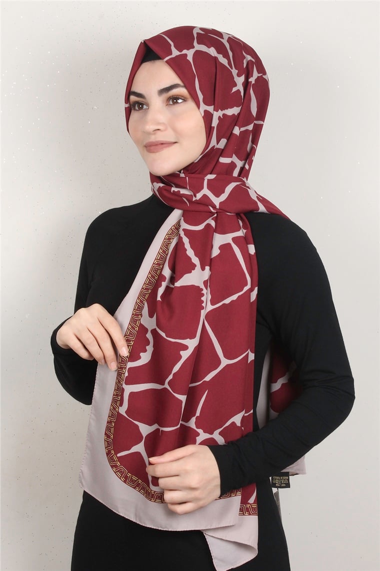 Medine Desenli Şal 1826-18 Bordo