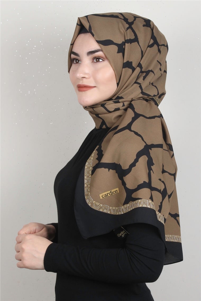 Medine Desenli Şal 1826-7 Taş Siyah-Kahve