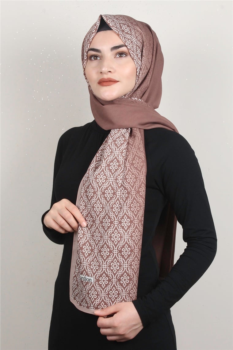 Medine Desenli Şal 1827-19 Etnik Fondöten