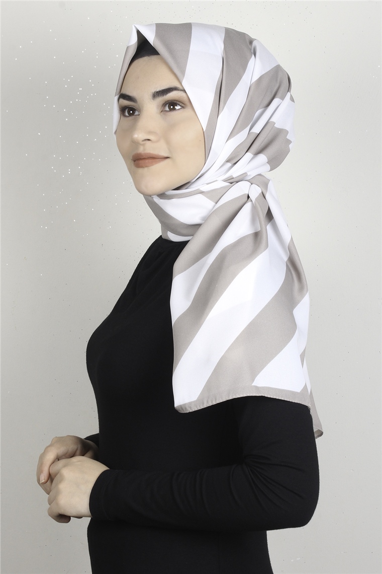 Medine Desenli Şal 1840-45 Şeritli Sütlü Kahve