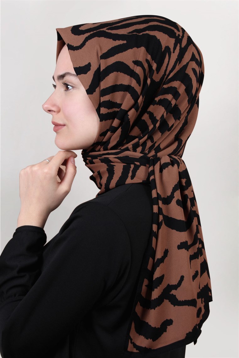Medine Desenli Şal 1840-52 Zebra Siyah-Şeftali