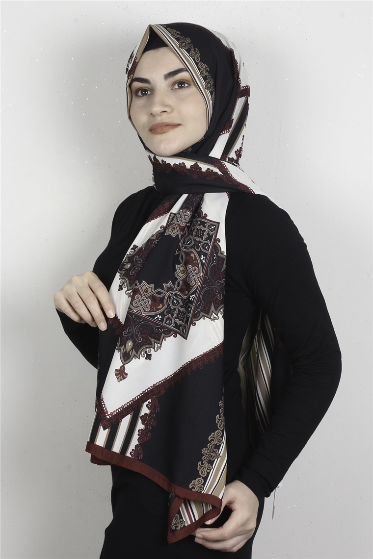 Medine Desenli Şal 1896-1 Bordo