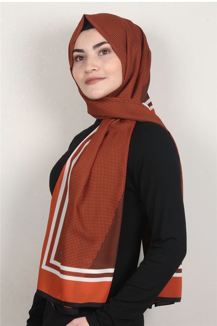 Medine Desenli Şal 1898-17 Turuncu