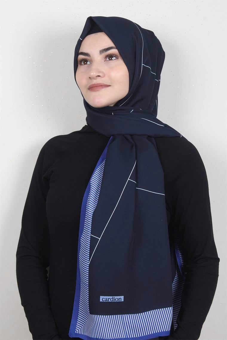 Medine Desenli Şal 1899-16 Lacivert-Mavi