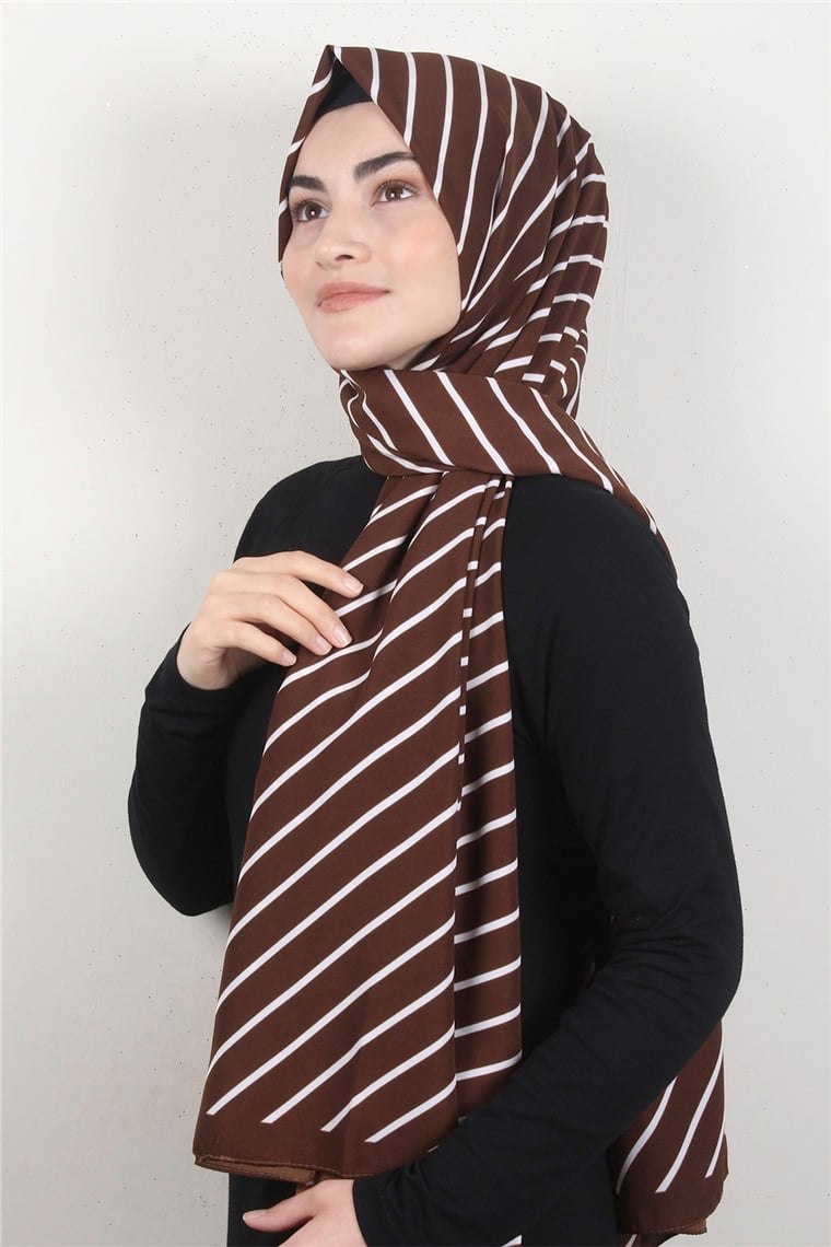 Medine Desenli Şal 2419-1 Kahverengi