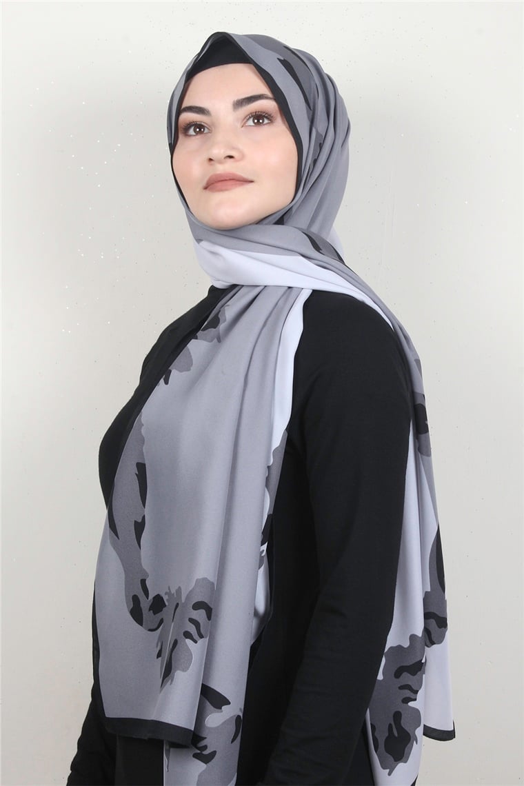 Medine Desenli Şal 2420-3 Füme