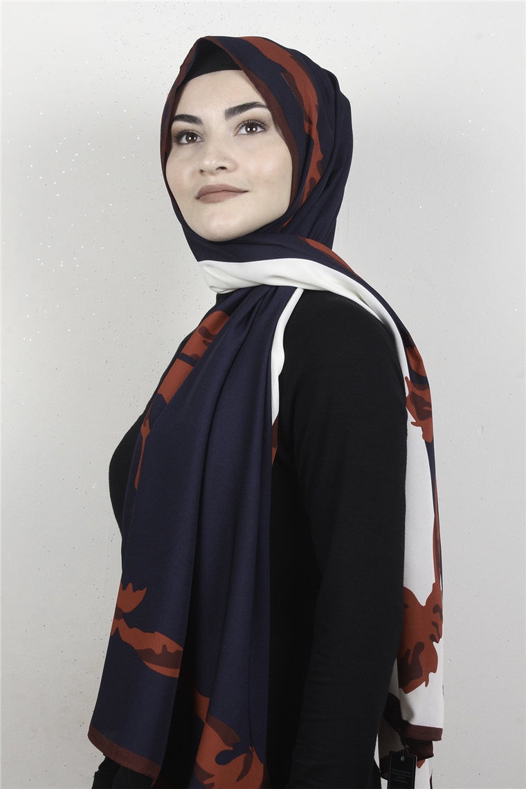 Medine Desenli Şal 2420-5 Laci-Kırmızı