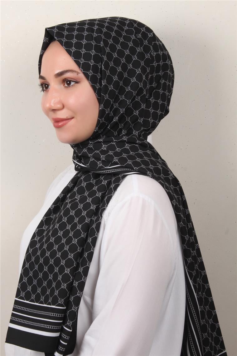 Medine Desenli Şal 2421-4 Siyah