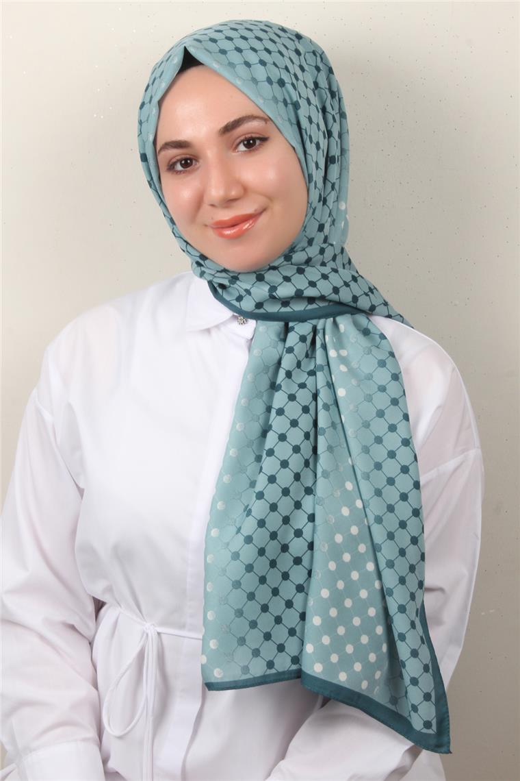 Medine Desenli Şal 2422-7 Su Mavisi