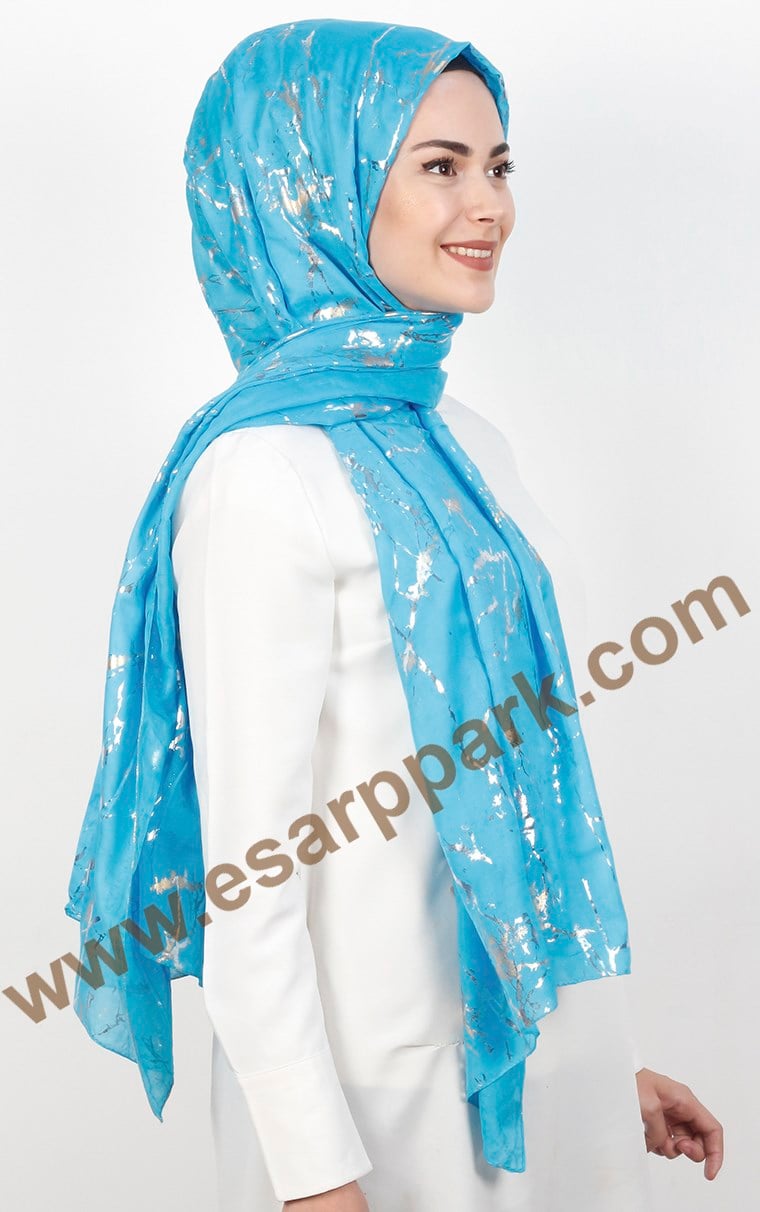 Mermer Desen Yaldızlı Şal 5223-13