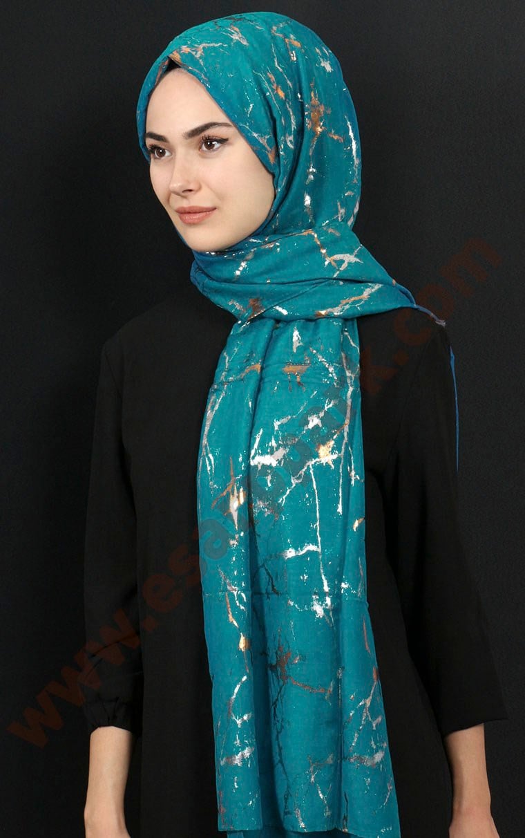 Mermer Desen Yaldızlı Şal 5223-14