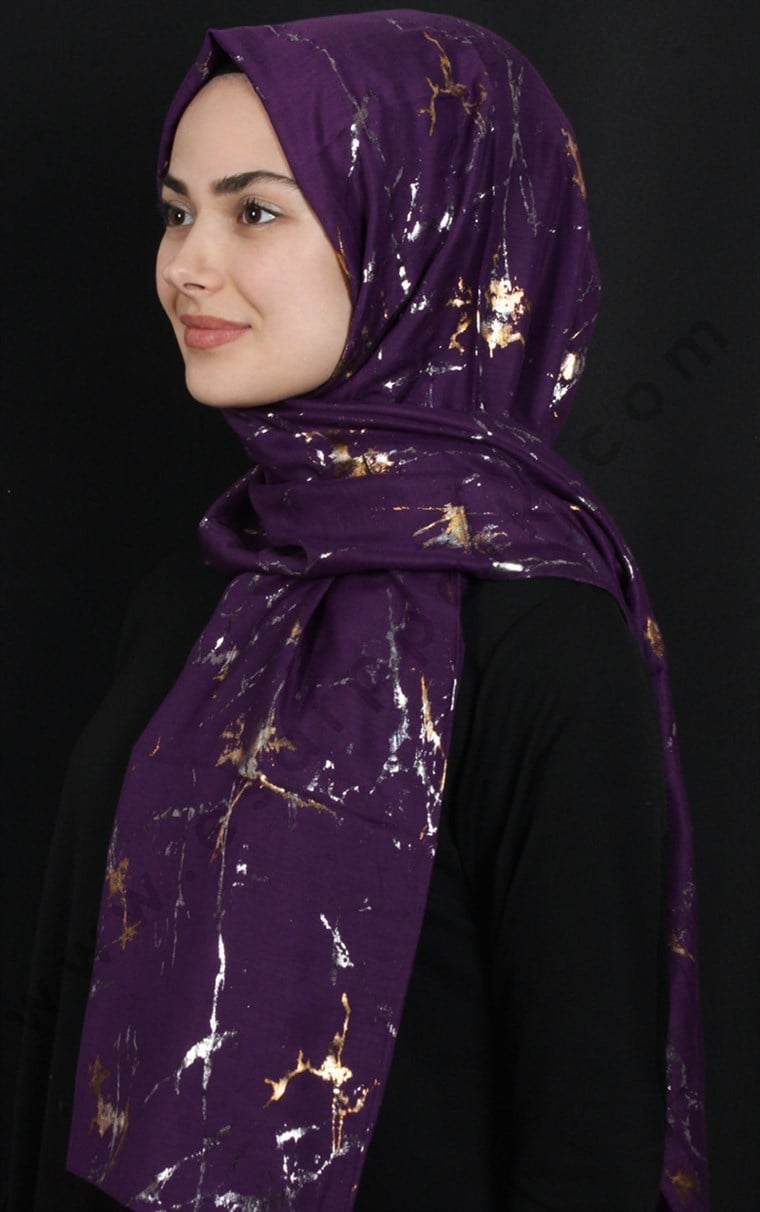 Mermer Desen Yaldızlı Şal 5223-18