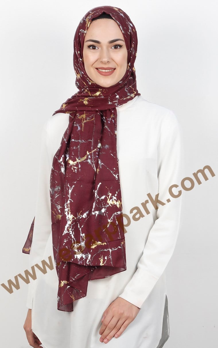 Mermer Desen Yaldızlı Şal 5223-4
