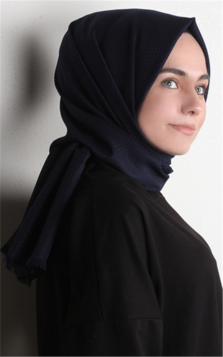 Minimal Desen Şal 1465-16 Lacivert