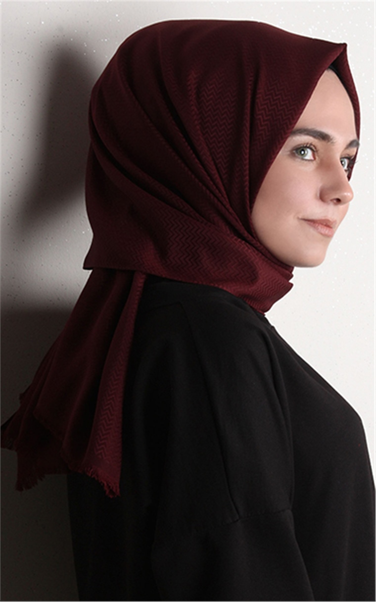 Minimal Desen Şal 1465-18 Bordo