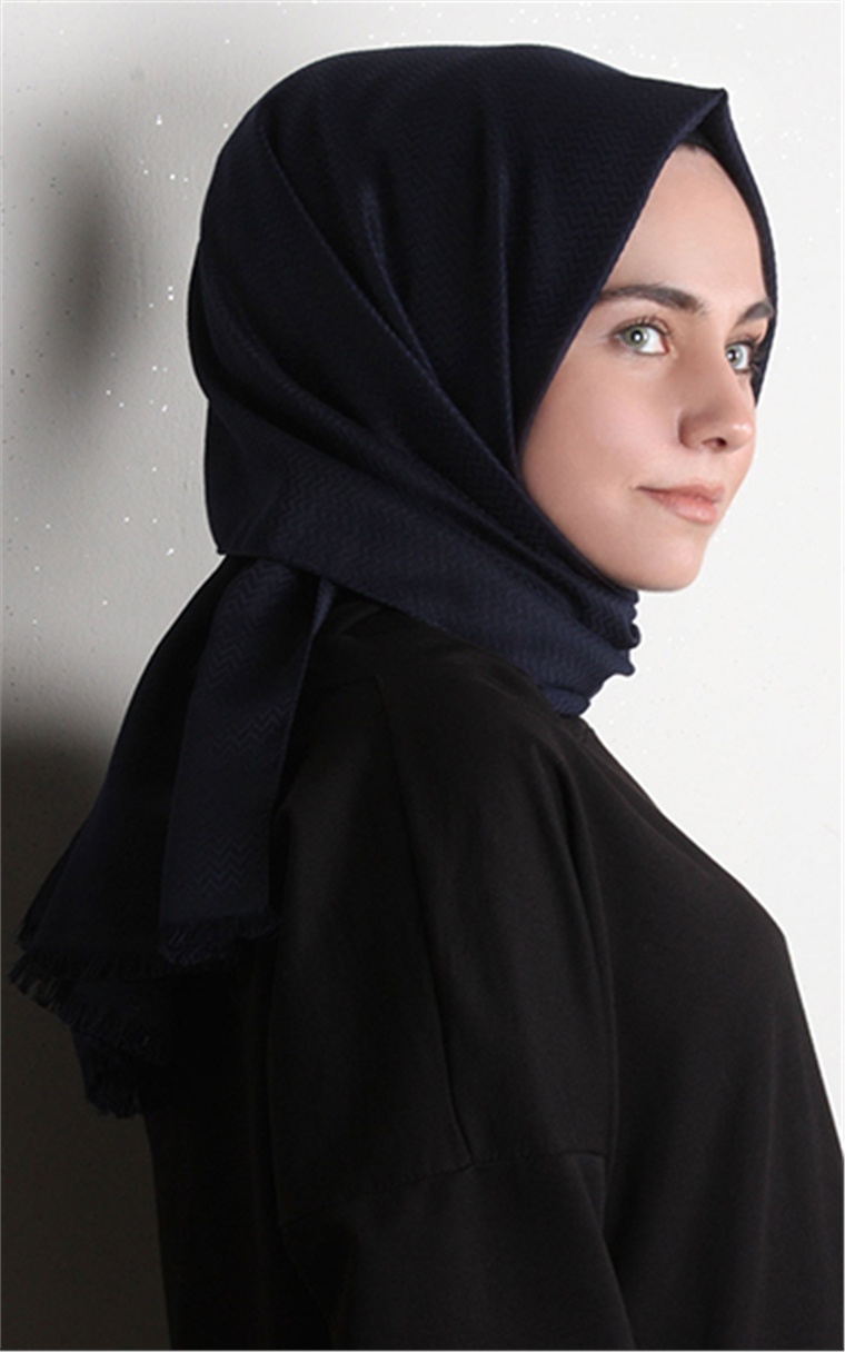 Minimal Desen Şal 1465-2 Lacivert