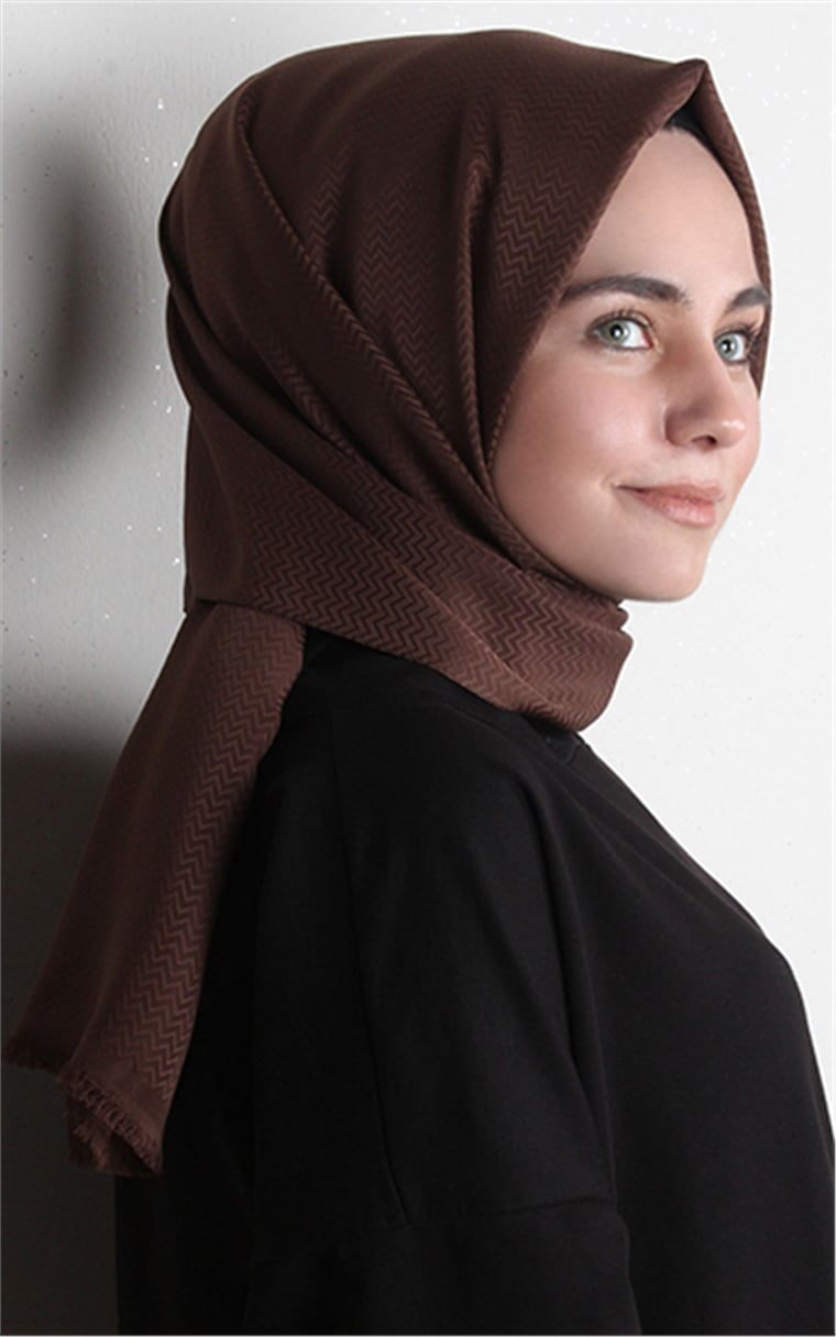 Minimal Desen Şal 1465-20 Kahverengi