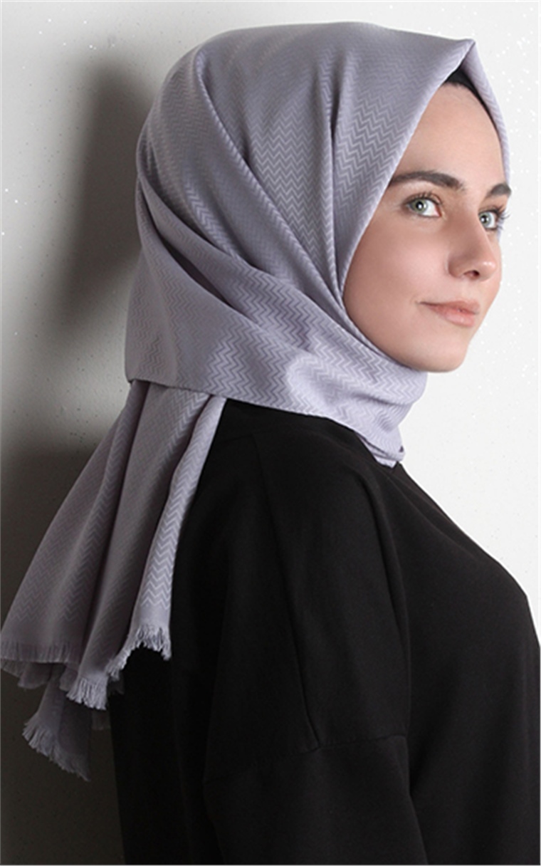 Minimal Desen Şal 1465-23 Gümüş
