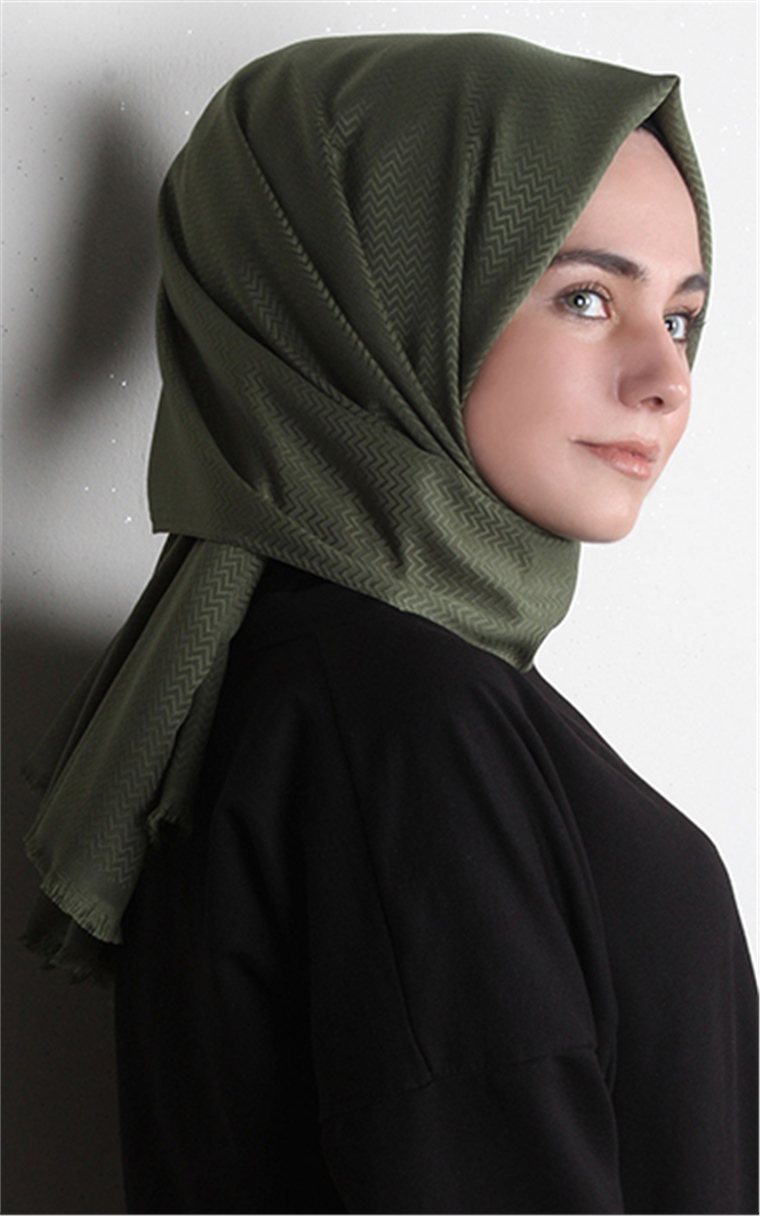 Minimal Desen Şal 1465-24 Yeşil