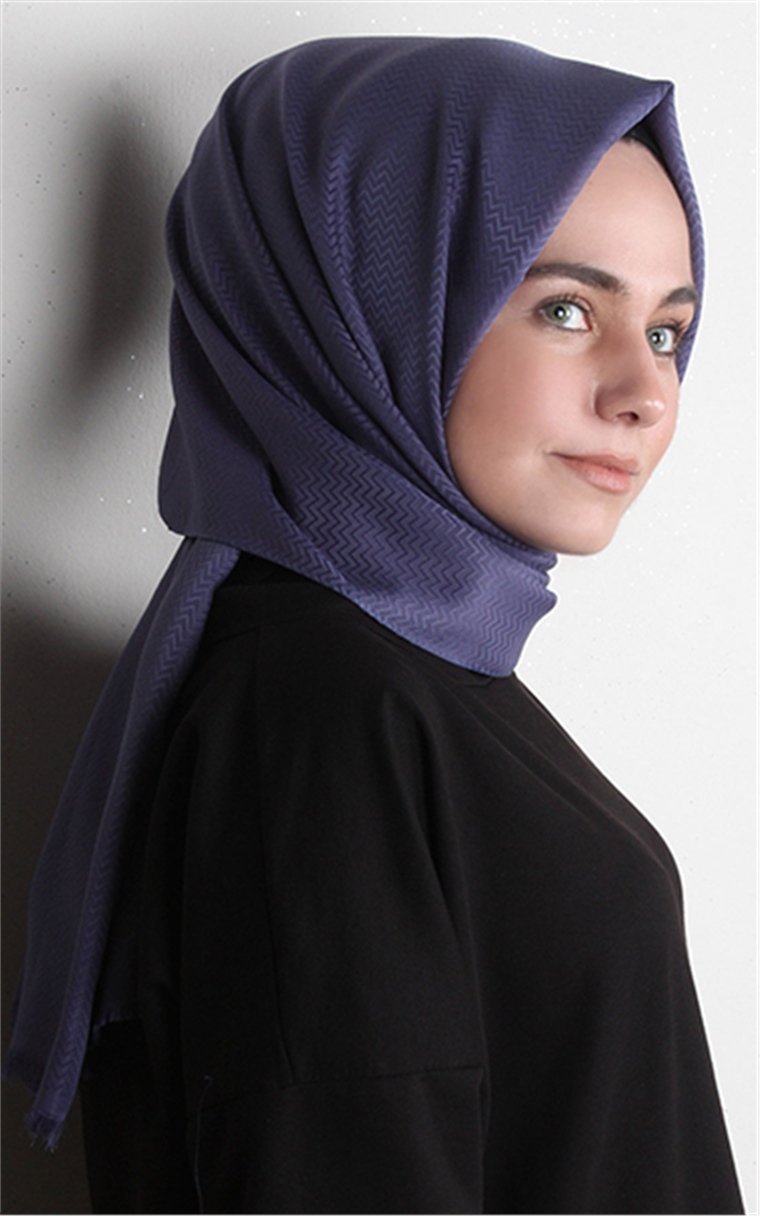 Minimal Desen Şal 1465-25 İndigo