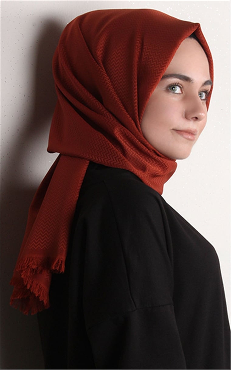 Minimal Desen Şal 1465-3 Kiremit