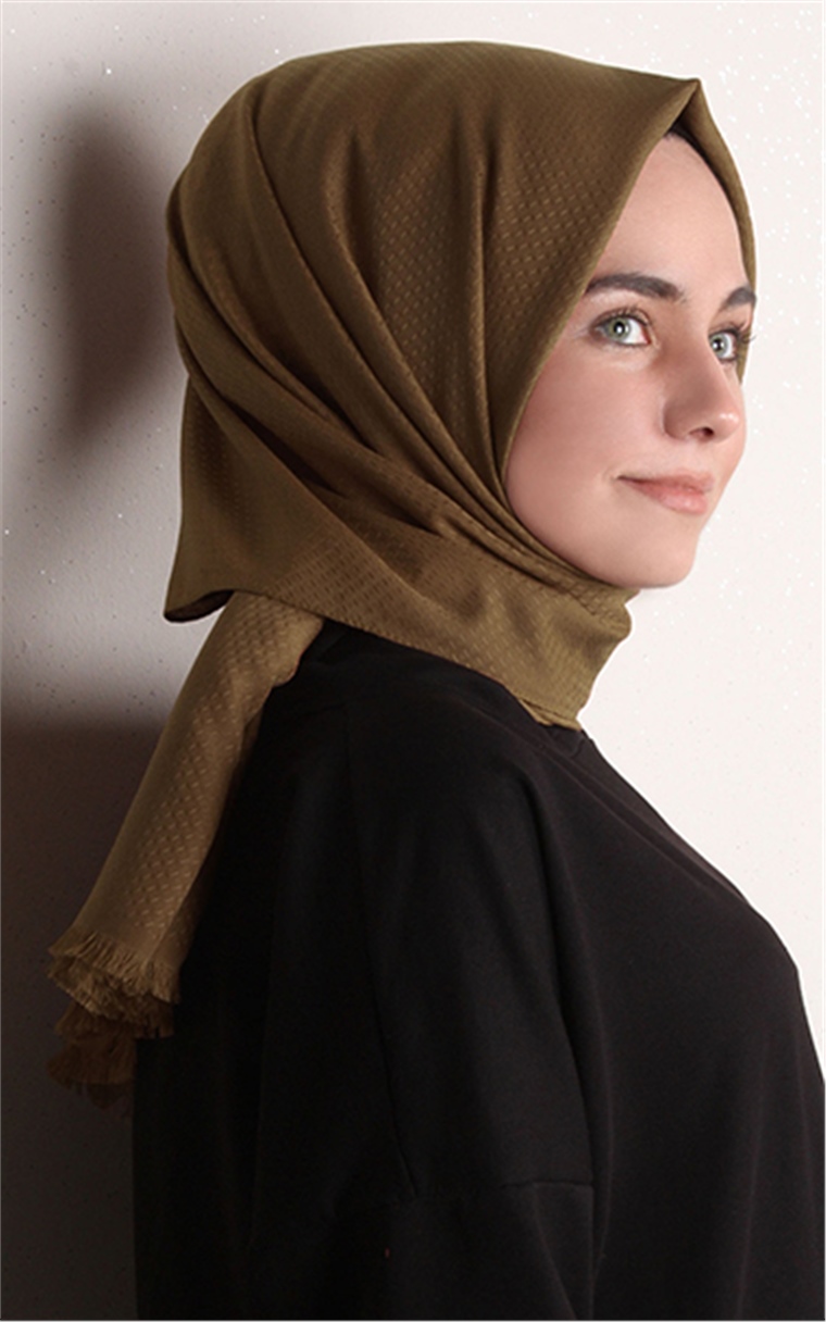 Minimal Desen Şal 1465-4 Hardal