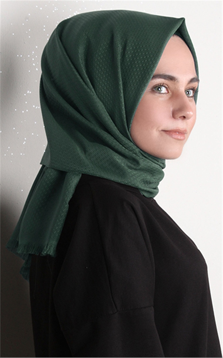 Minimal Desen Şal 1465-7 Petrol Yeşili