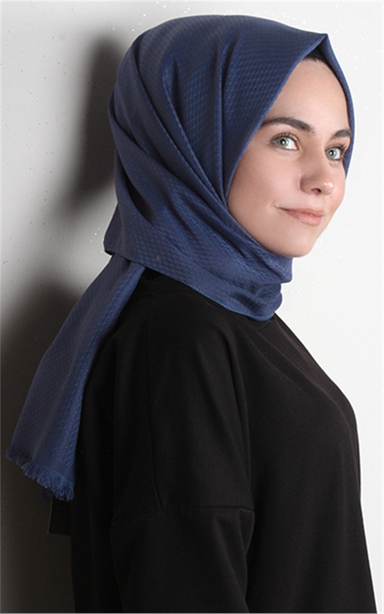 Minimal Desen Şal 1465-8 İndigo